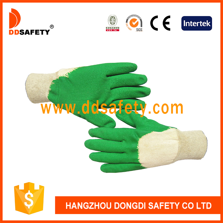 Хлопок с зеленой латексной перчаткой-DCL405